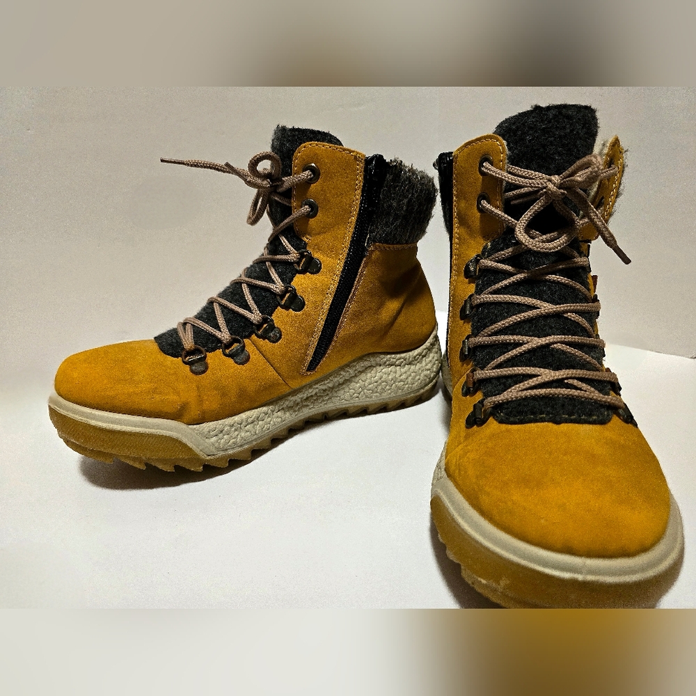 Rieker Mustard and Black Women's Boots